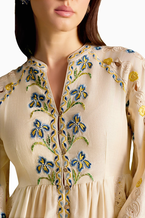Ivory Iris Mosaic Midi Dress