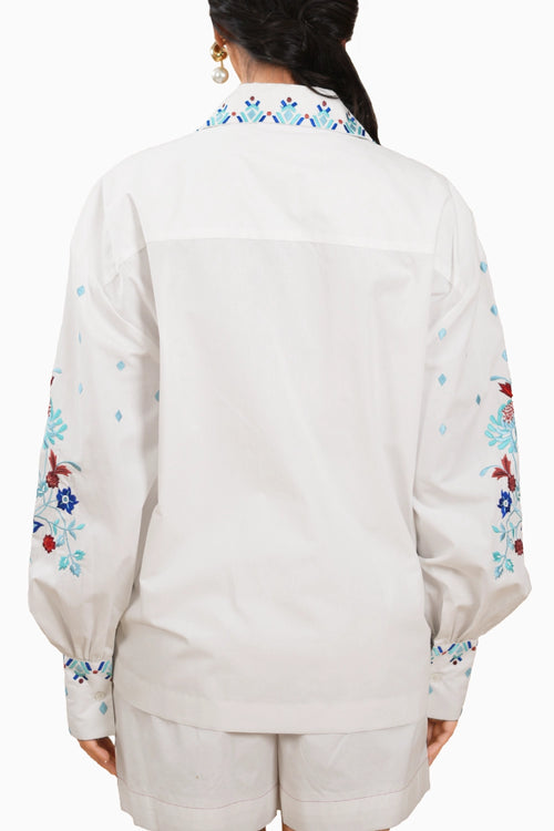 Dahlia Bloom Embroidered Shirt