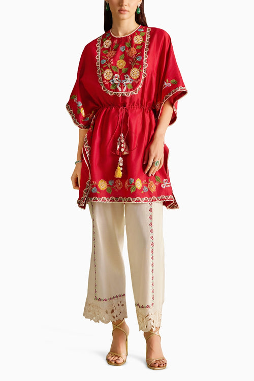 Red Embroidered Co-ord Set