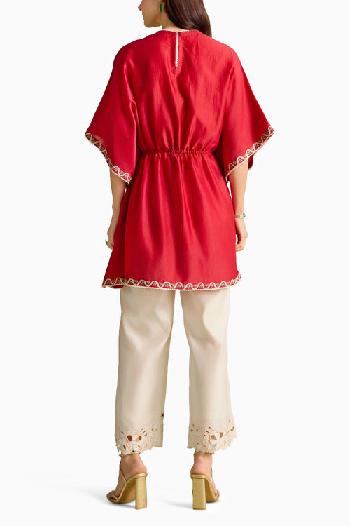 Red Embroidered Co-ord Set