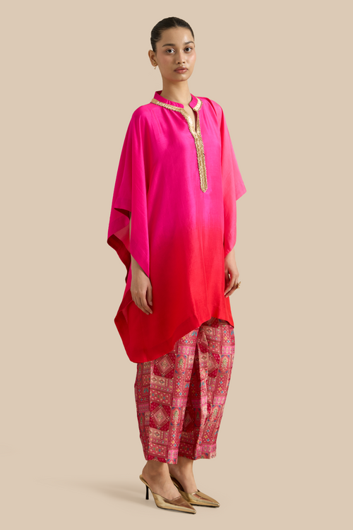 Fuschia Red Ombre Kaftan Set