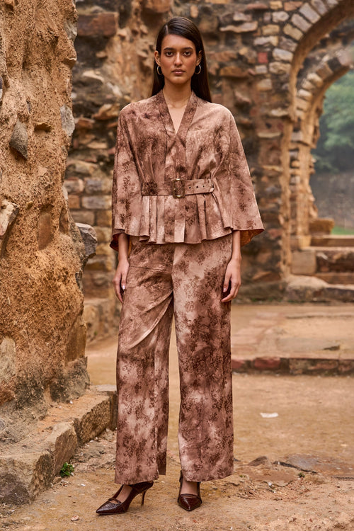 Jacquard Cape And Pant Set