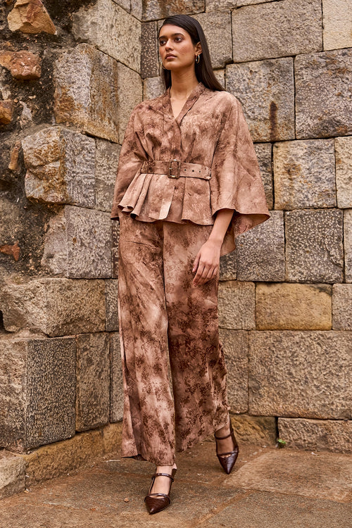 Jacquard Cape And Pant Set