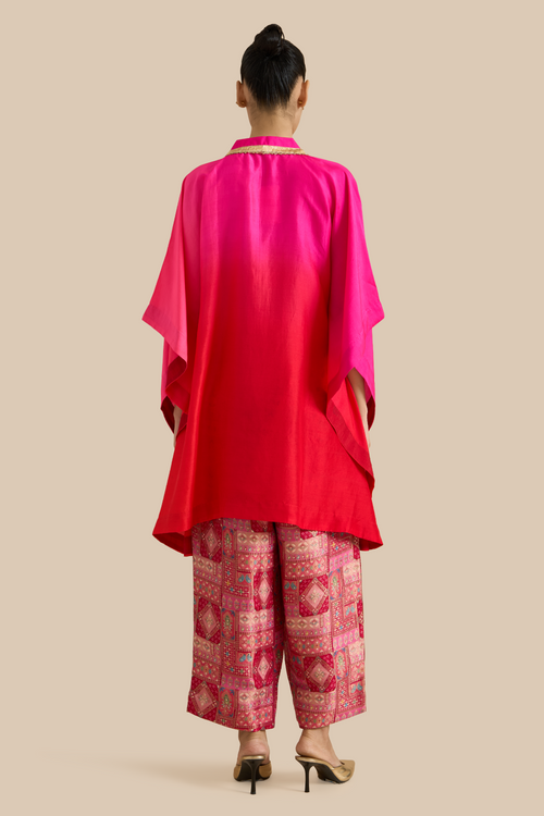 Fuschia Red Ombre Kaftan Set