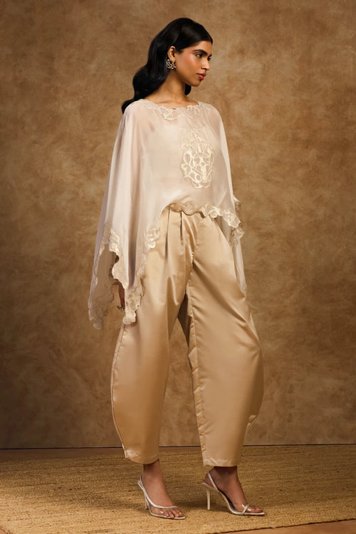 Pearl Artcut Cape And Pants Set