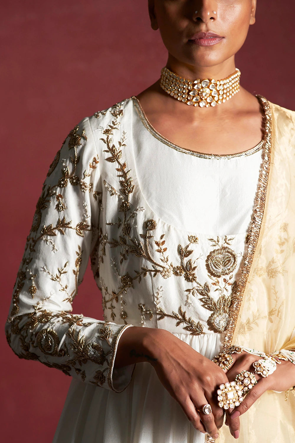 Gayatri Pearl Silk Anarkali Set