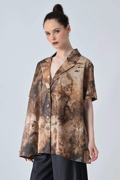 Brown Terra Brush Printed Shirt