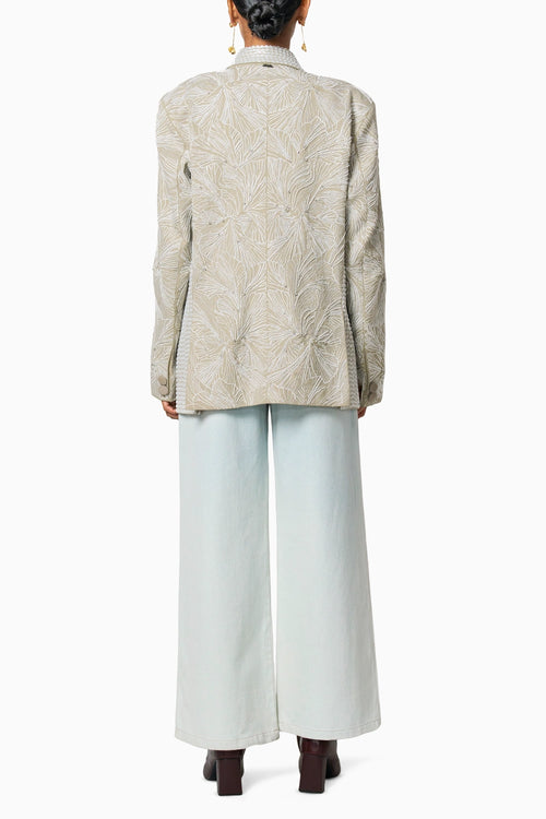Coco White Blouse With Aria Jeans and Dune Jacket