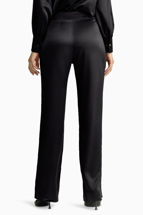 Black Silk Pleated Trousers
