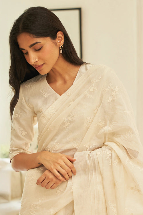 Swan Embroidered Saree