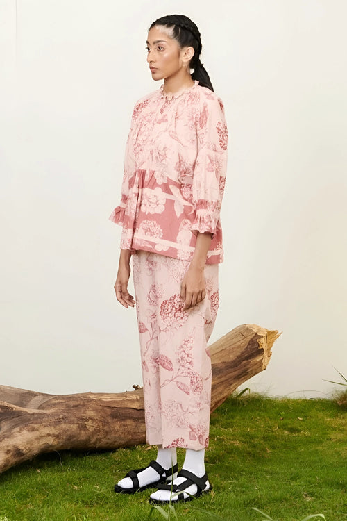 Peach Bunny Shirring Co-ord Set