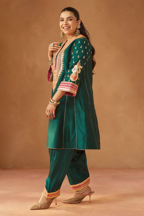 Riva Emerald Green Chauga with Salwar