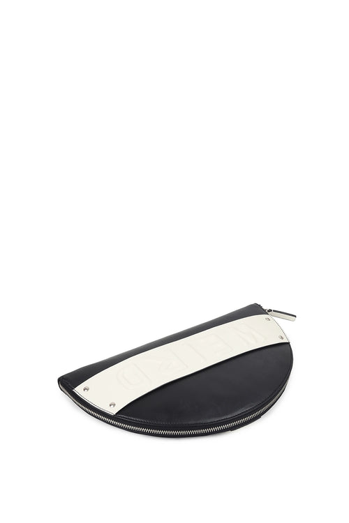Lussa Black White Half Moon Clutch Bag