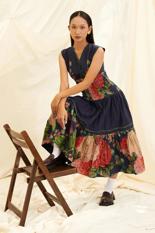 Poppy Bloom Shirring Dress