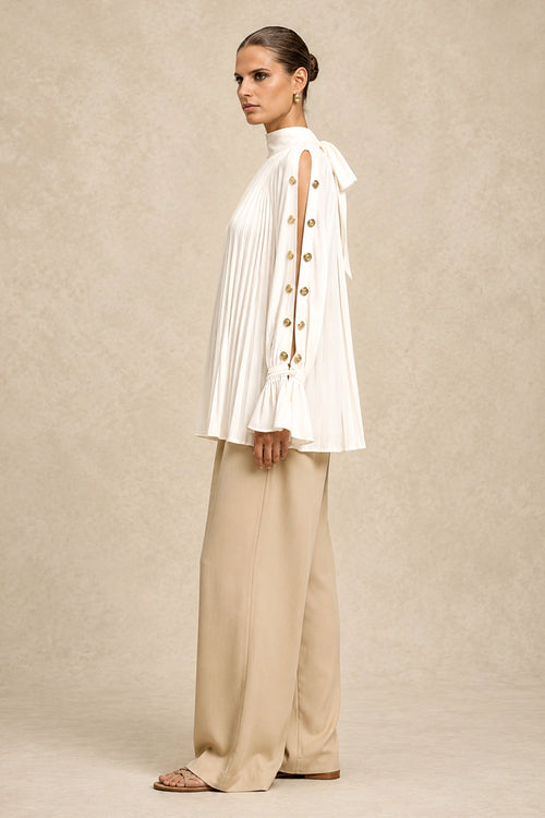 Ivory White Halter Neck Blouse