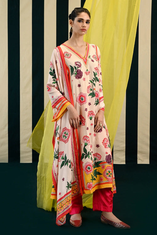Gulmohar Jhumki Kurta Set with Stole