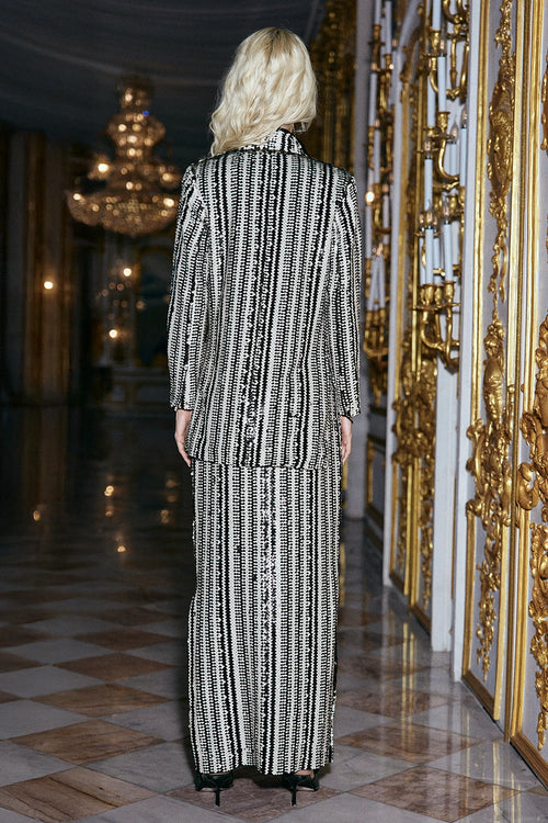 Textured Sequin Stripe Skirt