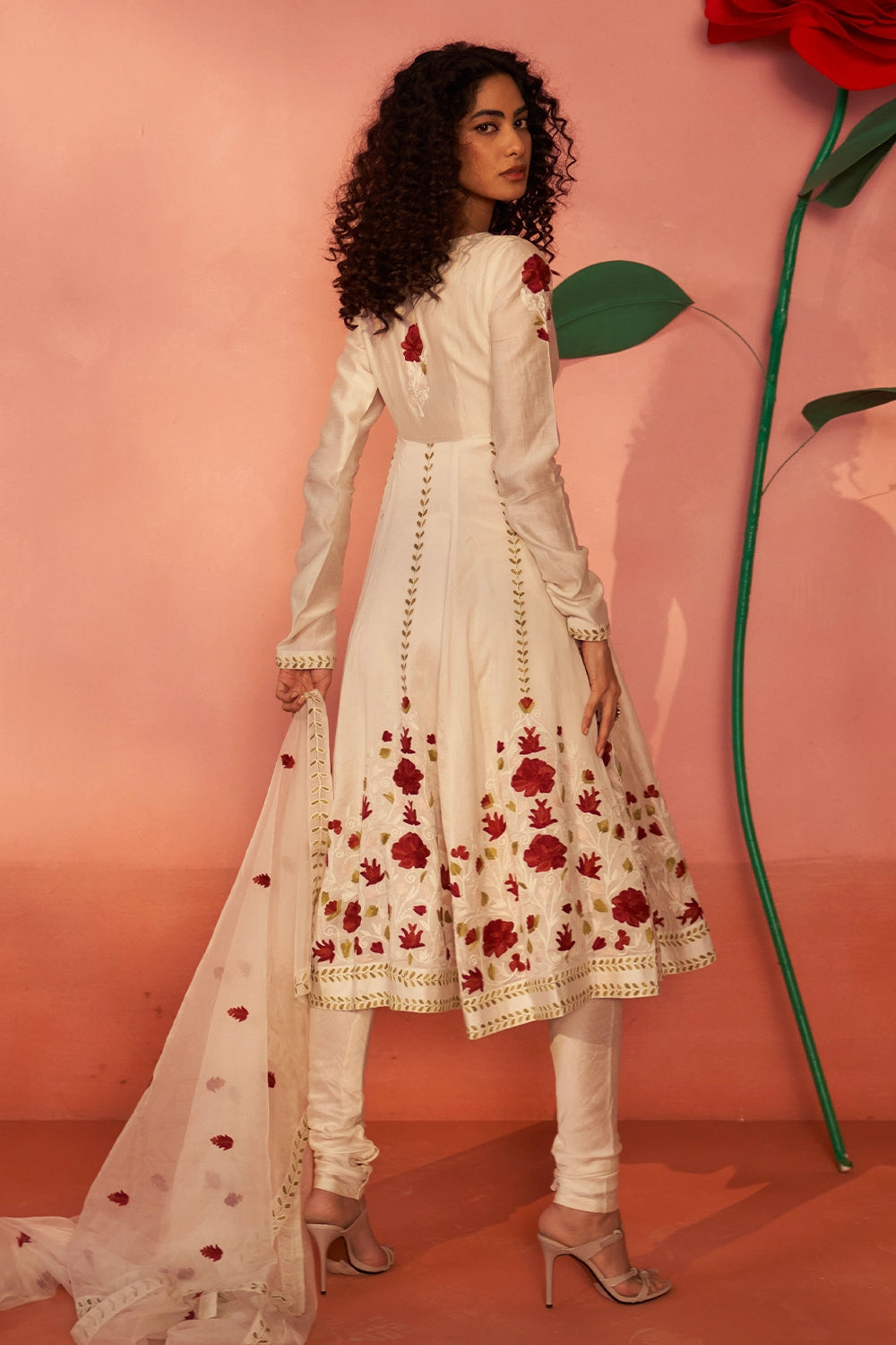 Gulaab Ghar Chanderi Silk Ivory Kurta Set