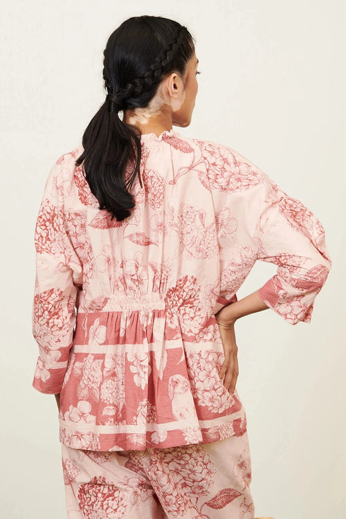 Peach Bunny Shirring Co-ord Set
