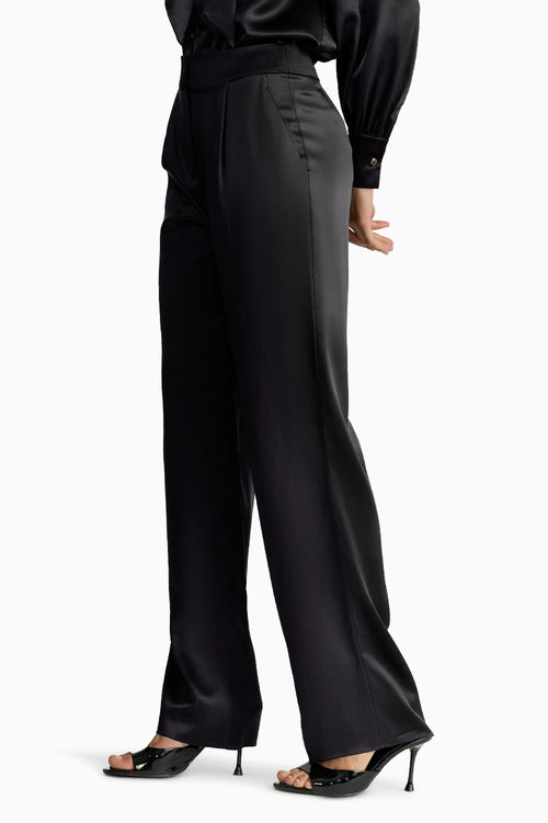 Black Silk Pleated Trousers