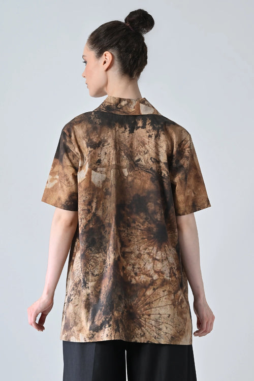 Brown Terra Brush Printed Shirt