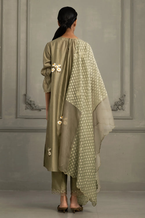 Sage Green Embroidered Tunic Set