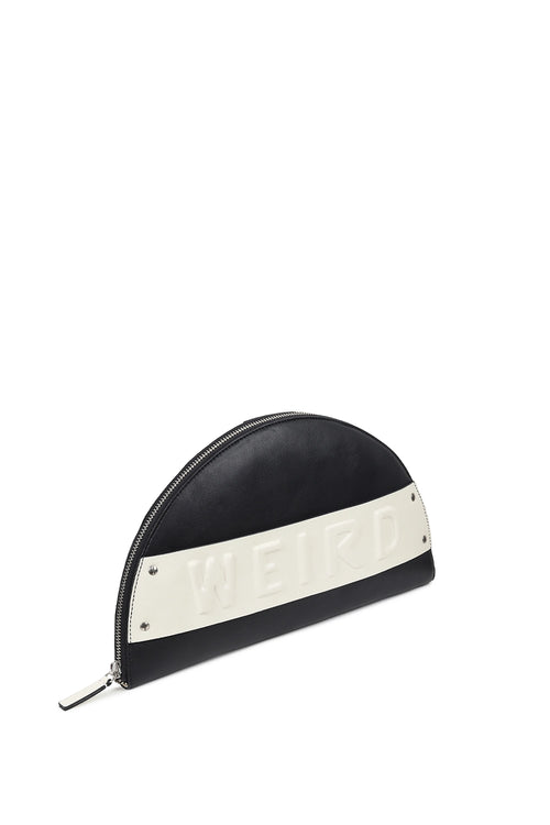 Lussa Black White Half Moon Clutch Bag