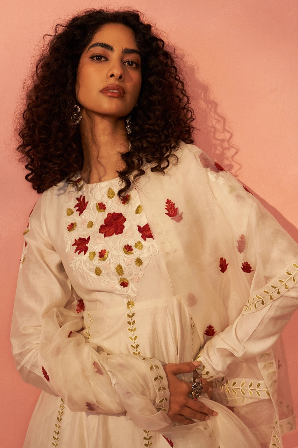 Gulaab Ghar Chanderi Silk Ivory Kurta Set