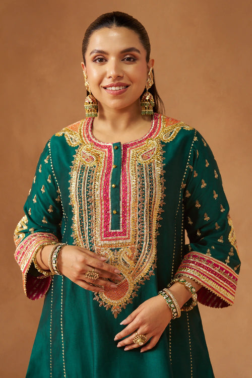 Riva Emerald Green Chauga with Salwar
