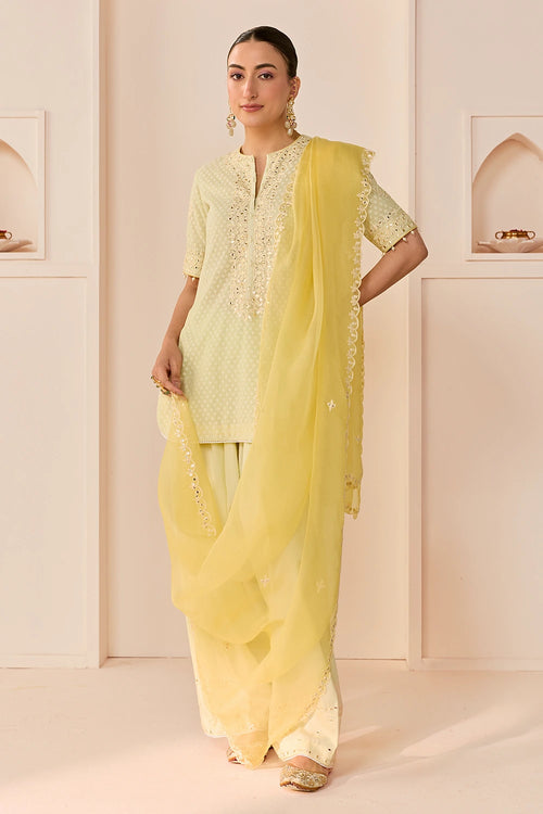 Anaisha Mint Green Short Kurta with Farshi Salwar and Dupatta