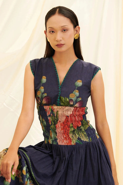 Poppy Bloom Shirring Dress