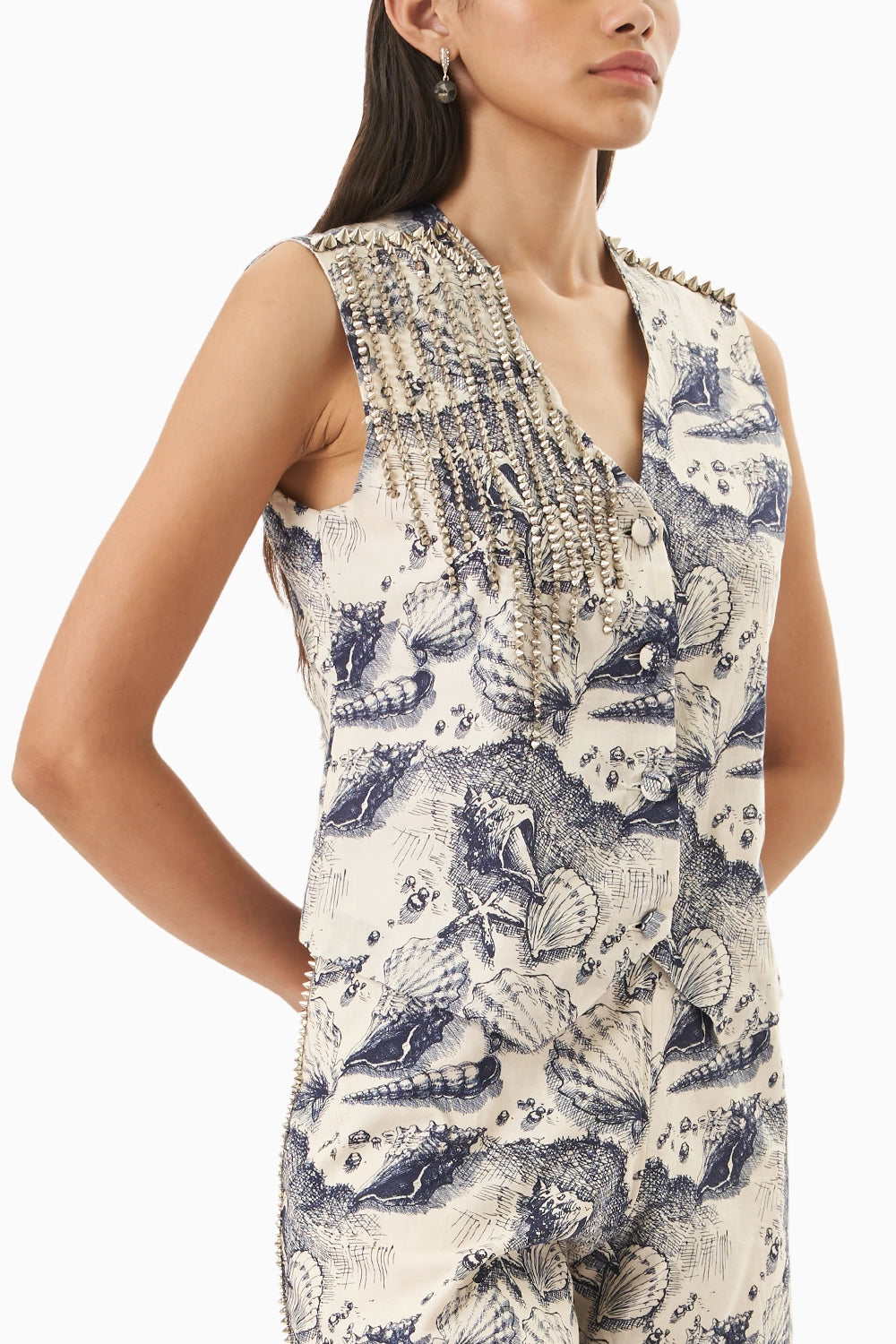 Marine Mood Embellished Waist Coat