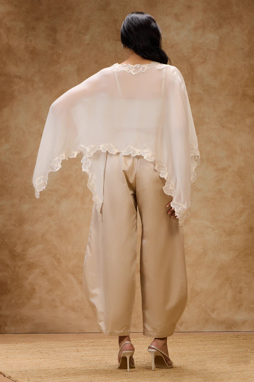 Pearl Artcut Cape And Pants Set