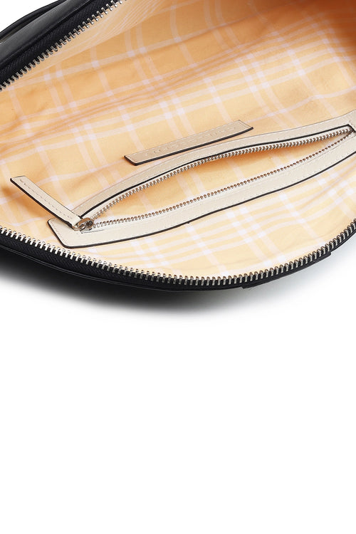 Lussa Black White Half Moon Clutch Bag
