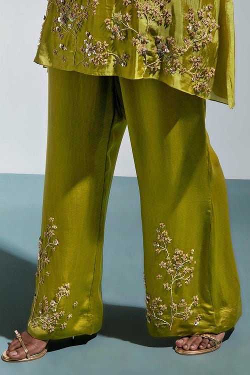 Henna Floral Embroidered Silk Co-ord Set
