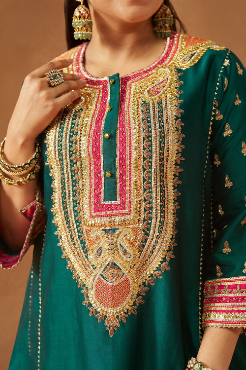 Riva Emerald Green Chauga with Salwar
