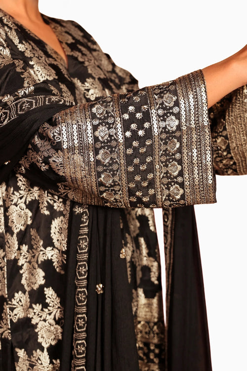 Black Banarasi Begum Sharara Set With Dupatta