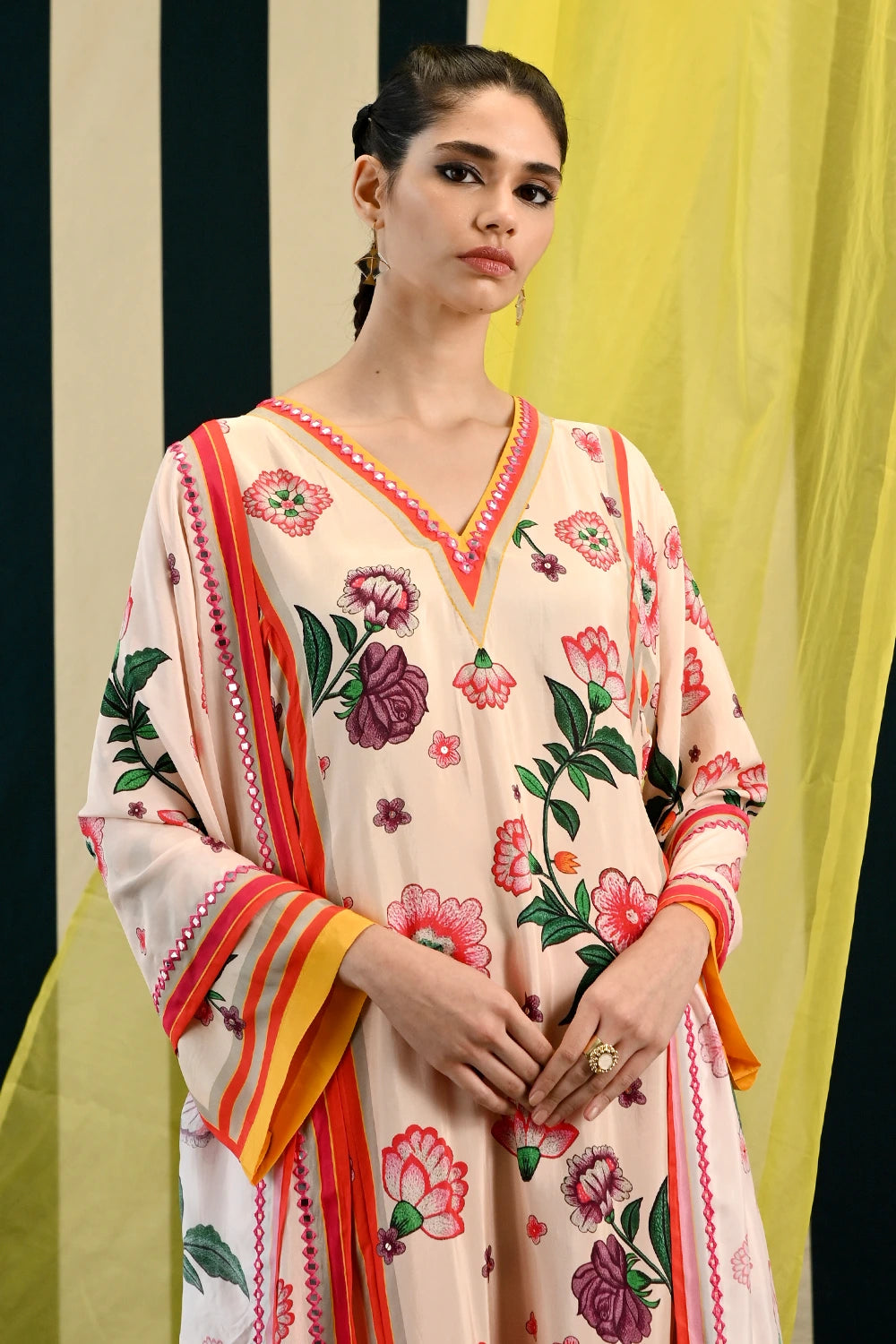 Gulmohar Jhumki Kurta Set with Stole