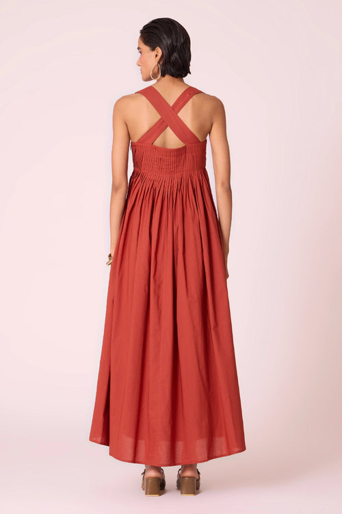 Erato Rust Pleated Dress