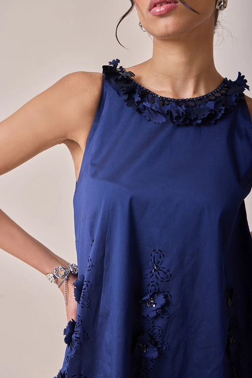 Midnight Art-Cut Shift Dress