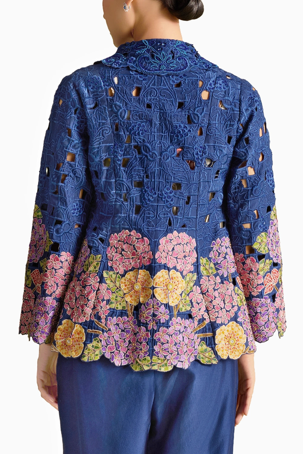 Indigo Hydrangea Mosaic Flared Jacket