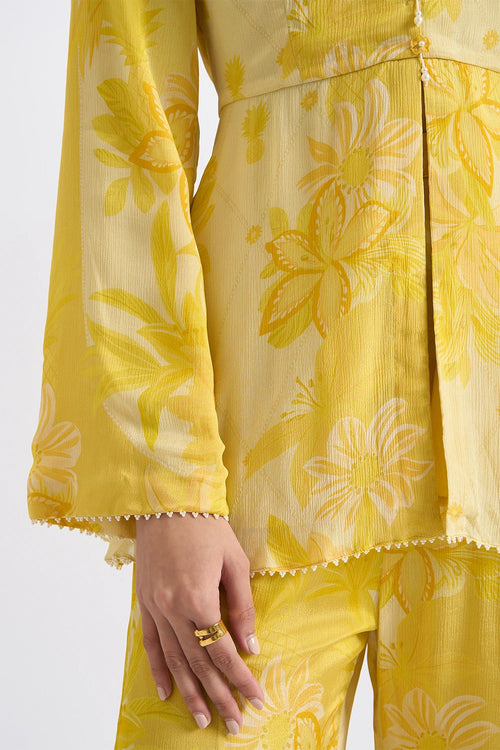Canary Georgette Peplum Sharara Set