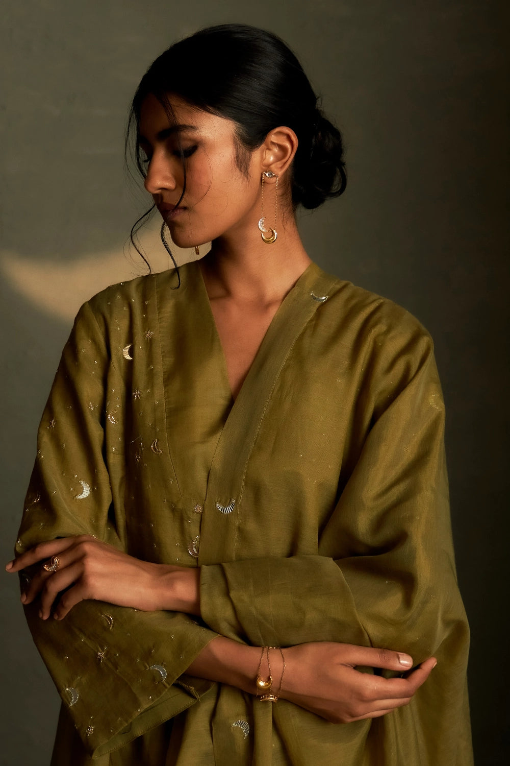 Olive Dusk Double Yoke Kurta Set