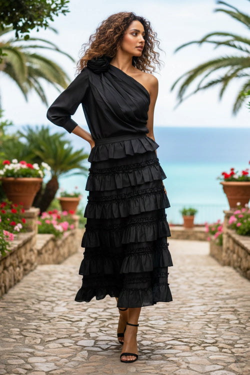 One Shoulder All About Frill Skirt Set