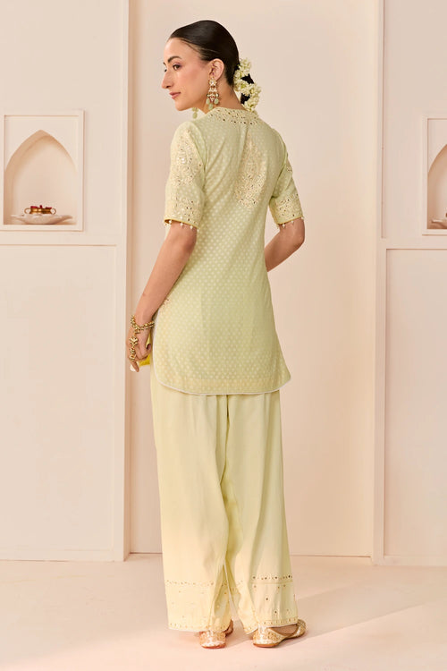 Anaisha Mint Green Short Kurta with Farshi Salwar and Dupatta