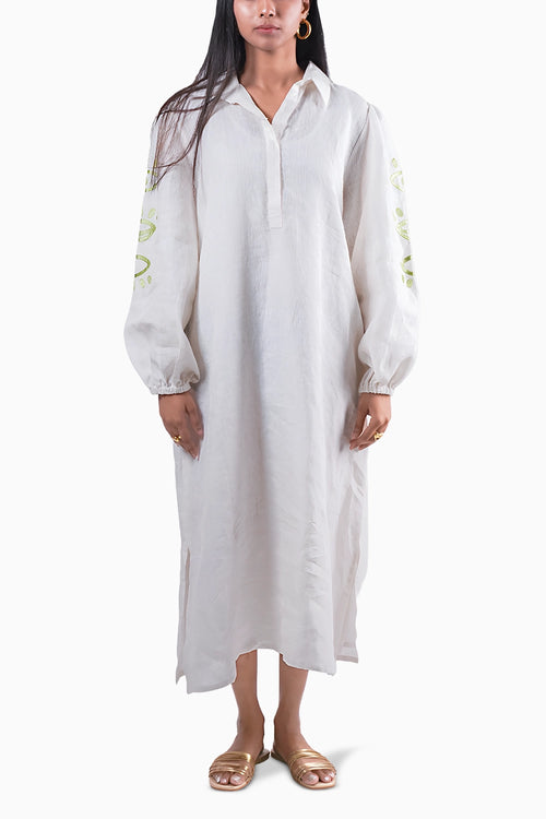 White Green Evil Eye Dress