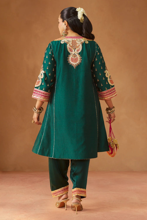 Riva Emerald Green Chauga with Salwar