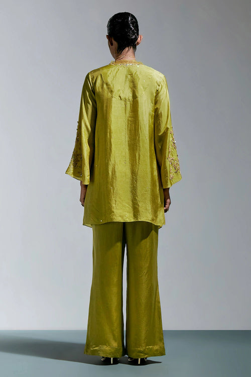 Henna Floral Embroidered Silk Co-ord Set