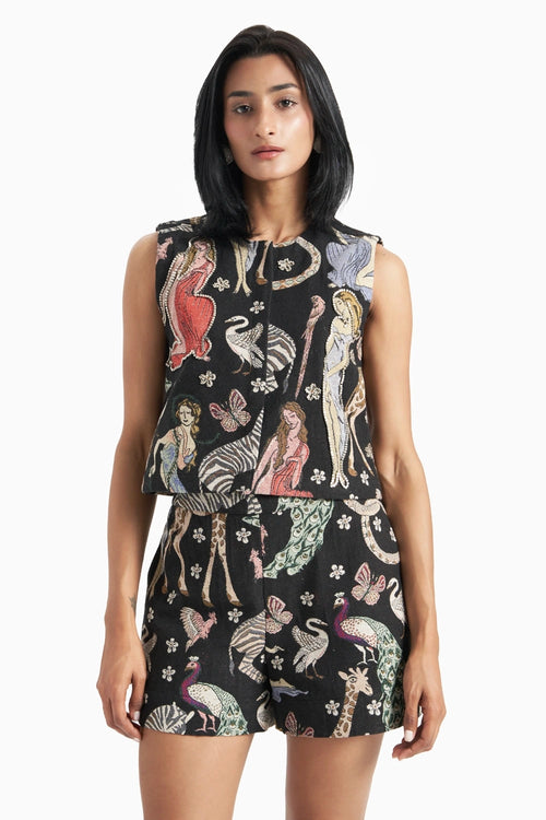 Animal Jungle Jacquard Crop Jacket