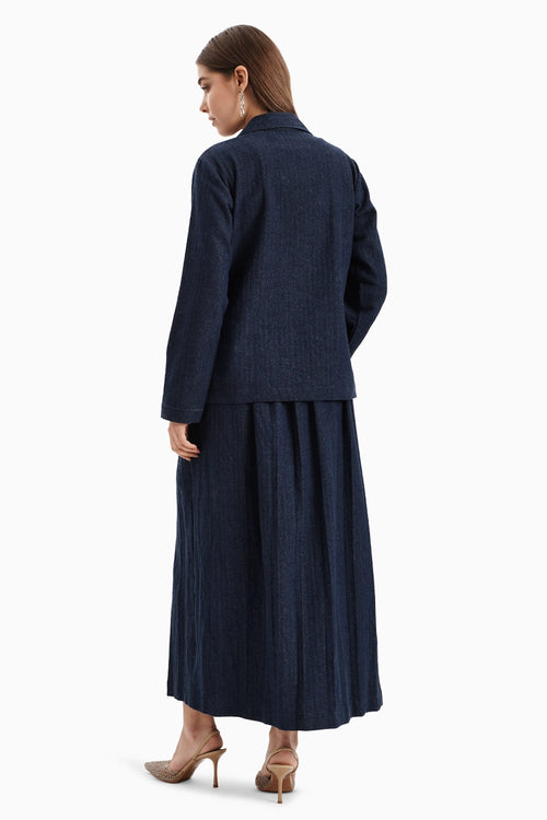 Dark Herringbone Denim Skirt